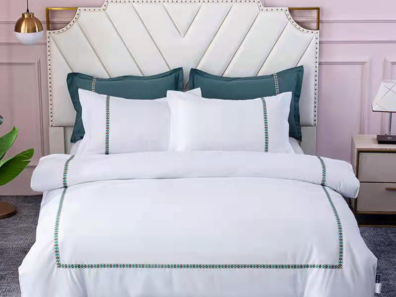 酒店床上用品四件套可信赖-广州优良的酒店风织带四件套供应